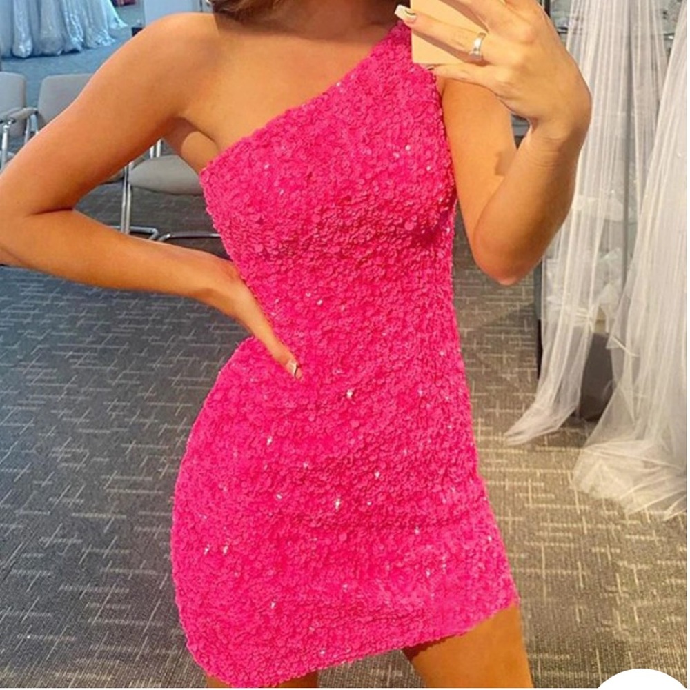 Sheath Velvet Sequins One-Shoulder Sleeveless Short/Mini Dress by Prom Lily